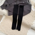 Calcetines negros de dos dedos con bordes ondulados estilo ballet para mujer - Talla única / Negro