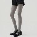 Slimming grey vertical striped tights paired with black mary jane shoes for women - One Size / Light Gray