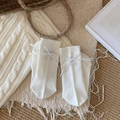 Calcetines blancos con lazo de seda y detalle de mariposa de strass de estilo dulce - Blanco