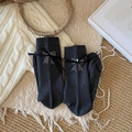 Calcetines gris oscuro de punto con decoración de lazo de strass para mujer - gris oscuro