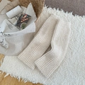 Vertical ribbed knit leg warmers in cream white for a minimalist winter style - One Size / White