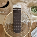 Braune Strick-Wadenstrümpfe mit weißen Punkten im japanischen Vintage-Stil für Damen - Einheitsgröße / Kaffee Punkte