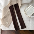 Calentadores de punto café oscuro para mujer con rayas verticales de invierno - Talla única / café