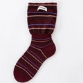 Chaussettes mi-mollet à rayures bordeaux rétro avec étiquette tissée et maille - Bordeaux