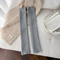 Thick grey knitted leg warmers for women with vertical ribbed texture for winter warmth - One Size / Light Gray