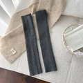 Thick dark grey knitted leg warmers with vertical ribbed texture for women's winter style - One Size / Dark Gray