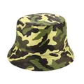 Unisex flat-top polyester bucket hat featuring a classic woodland camouflage pattern - 58cm One Size / Forest Camo