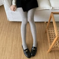 Pantimedias de mujer gris claro con rayas verticales de algodón para un efecto visual - Talla única / Gris claro