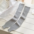 Gray ribbed knit stirrup leg warmers in ballet style with a slim fit design - One Size / Light Gray