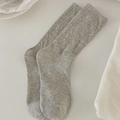 Classic grey mid-calf socks with hollow lattice knit design for women stylish look - Light Gray