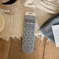 Calze grigie lavorate a maglia a pois neri con fiocco in pizzo per le donne - Taglia unica / Grigio Pois