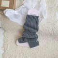 Dark grey ribbed knit leg warmers in thick split design for autumn and winter style - One Size / Gray