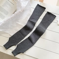 Dark grey ribbed knit stirrup leg warmers for women in minimalist ballet style - One Size / Dark Gray