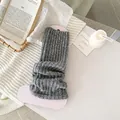 Cozy grey ribbed knit leg warmers in a stylish slouchy college aesthetic for women - Light Gray