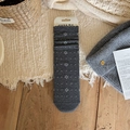 Dark gray vintage knit socks with white snowflake patterns and elegant ruffle edges - One Size / Dark Grey Snowflake