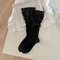 Calze al polpaccio nere stile balletto con pizzo, fiocchi e texture a coste - Taglia unica / Nero