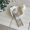 Ribbed knit beige-grey knee high socks in stylish minimalist packaging box - One Size / Khaki