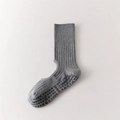 Dark grey ballet yoga socks with open back design and non-slip silicone grip on sole - One Size / Gray