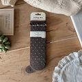 Dunkelbraune gepunktete Socken für Damen mit elegantem Rüschenrand und Vintage-Stil - Einheitsgröße / Kaffeebraun