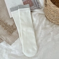 Calze bianche in cotone a costine con bordo grigio a contrasto e stile minimal - Bianco