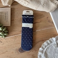 Chaussettes mi-mollet bleu marine à pois avec bordure en dentelle blanche - Taille unique / Bleu Marine