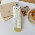 Japanese style white ribbed socks with polka dot cuffs and ginger yellow toe detail - Cuff Polka Dots