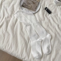 Calcetines altos blancos con rayas verticales de punto suave estilo ballet-core - Talla única / Blanco Blanqueado
