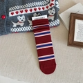 Calze a righe rosse e blu retrò da donna con polsini a costine e stile vintage college - Righe Rosso Blu