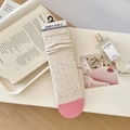 Mid-calf speckled cotton socks in cream with pink contrast toe and grey trim finish - Ribbed Style