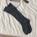Ribbed knit dark grey over-knee high socks in elegant solid charcoal for autumn style - One Size / Dark Gray