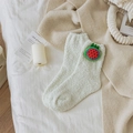 Calze di pile corallo beige con simpatica decorazione a forma di anguria 3D rossa - Taglia unica / Verde - Decorazione Anguria