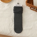 Dark charcoal grey ribbed slouch socks with vertical stripes for a retro college look - One Size / Gray