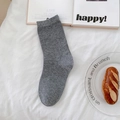 Calcetines clásicos de algodón gris a media pantorrilla con puños acanalados y punto liso - Talla única / Gris Media Pantorrilla