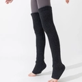 Dark grey knitted over-knee leg warmers with stirrup heel for winter layering - One Size / Dark Gray