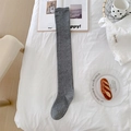 Classic grey over-the-knee knit socks in a comfortable cotton blend for casual wear - One Size / Over-the-knee Grey