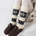 Jambières Fair Isle crème avec motif flocon noir et détails en tricot géométrique - Taille unique / Blanc
