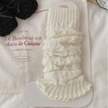 Scaldamuscoli bianchi in maglia intrecciata con bordi a balze per stile invernale - Taglia unica / Bianco