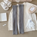Dark grey knitted leg warmers with vertical rib patterns for a slim JK style fit - One Size / Light Gray