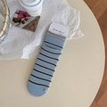 Calze a metà polpaccio a righe blu e caffè con polsini grigi per un look retrò chic - Taglia unica / Blu