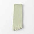 Mint green five-finger socks for women featuring ribbed cuffs and breathable cotton knit - Green