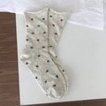 Minimalist grey crew socks with black bow patterns and stylish rolled edges for women - One Size / Creamy White