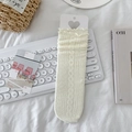 Calcetines de encaje blanco con patrón trenzado calado y puños con volantes estilo JK - Talla única / Beige