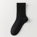 Classic black mid-calf ribbed cotton socks in a minimalist Japanese school style - One Size / Black