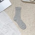 Minimalist light grey ribbed cotton blend crew socks in cozy home aesthetic - Plain Grey
