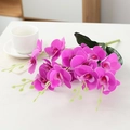 Lifelike purple artificial orchid stem with green buds for home floral decoration - 5-Branch Phalaenopsis / Purple