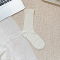 Creamy white ballet style ribbon knit crew socks with a vintage textured finish - Solid White