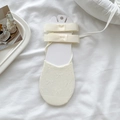 Fantasmini in mesh bianco crema per donna con eleganti dettagli a doppio fiocco in raso - Taglia unica / Beige