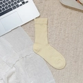Cute ballet style cream yellow ribbed socks with bow detail on soft plush carpet - Pearl Bow (Creamy Yellow)