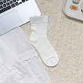 Calze bianche con trama traforata e polsini grigi a costine in stile giapponese - Bianco con traforo a pois