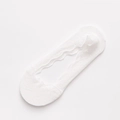 White lace invisible boat socks with wave edges and non-slip silicone for summer - One Size / White